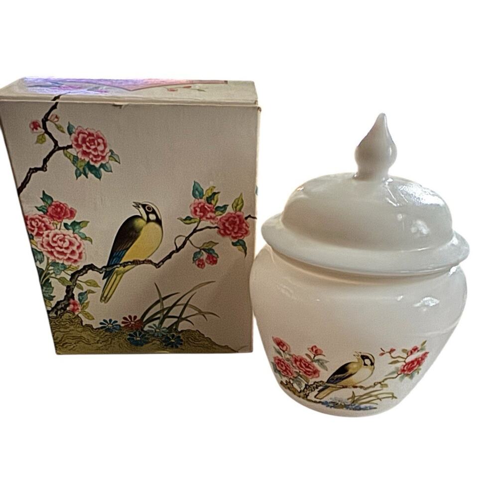 VTG Avon Dynasty Perfumed Candle Holder‎ with Lid 1971 Bird Oriental  Home Decor